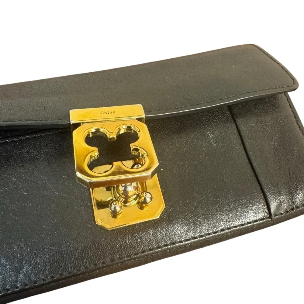 Chloe Black Leather Clutch Elise Continental Wallet EUC - Picture 4 of 13